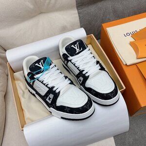 LV Louis Vuitton Men’s Men Trainer Trainers Sneakers Black White